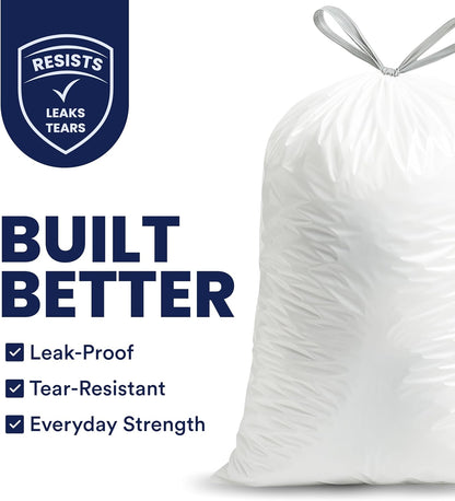 Plasticplace 8 Gallon Trash Bags -White Drawstring Garbage Can Liners - 200 Count - Leak-Resistant and Tear-Proof for Kitchen, Bathroom, Office, and Small Trash Cans 0.7 Mil