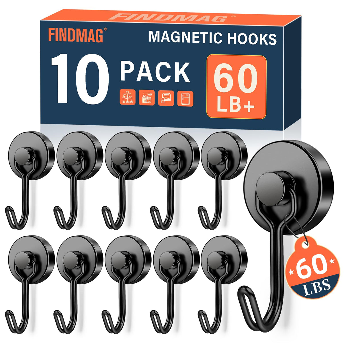 FINDMAG Magnetic Hooks for Cruise Cabins, 6 Pack 30 LB+ Magnet Hooks