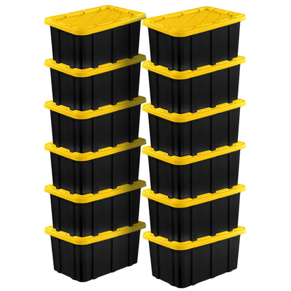 Sterilite Industrial Storage Tote with Lids for Garage, 27 Gallon, 4-Pack