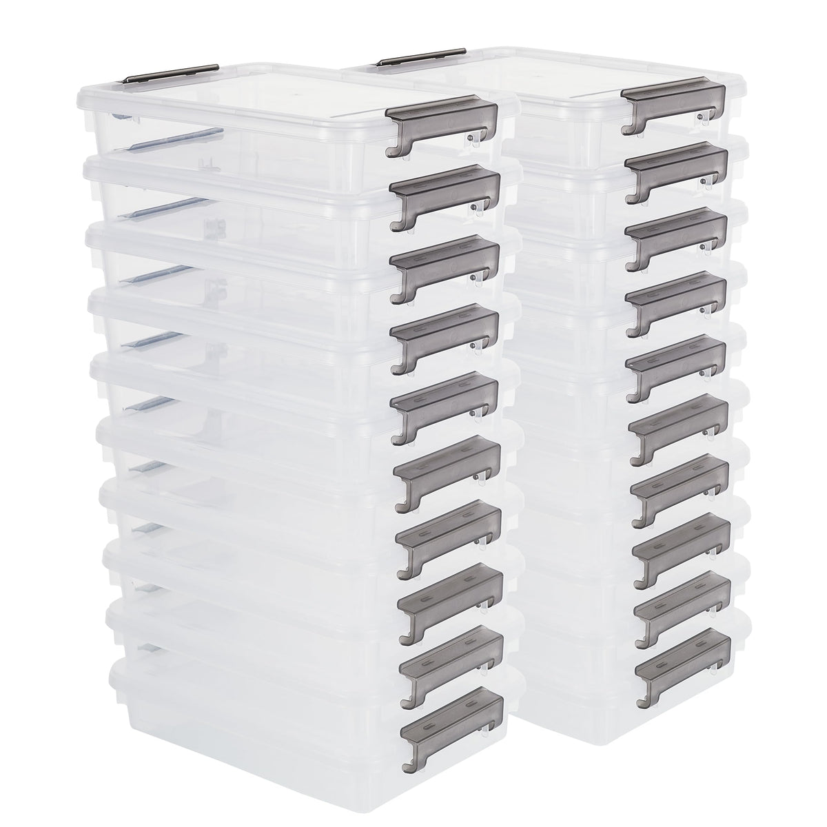Citylife 3PC Storage Bins with Lids, Stackable Plastic Box, Paper Storage
