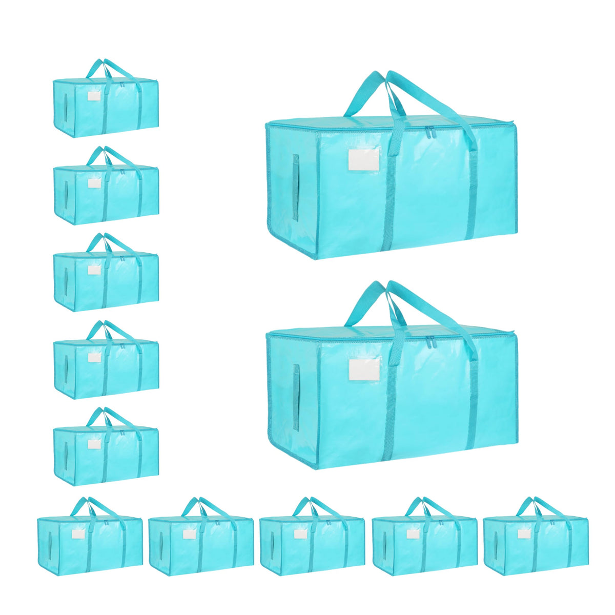 Moving Bags Extra Large 8 Pack - Heavy Duty Storage Totes with Wrap-Around Handles & Reinforced Zippers - Foldable Moving Box Alternative, Water-Resistant for Dorm, Closet & Under Bed Storage (Clear)