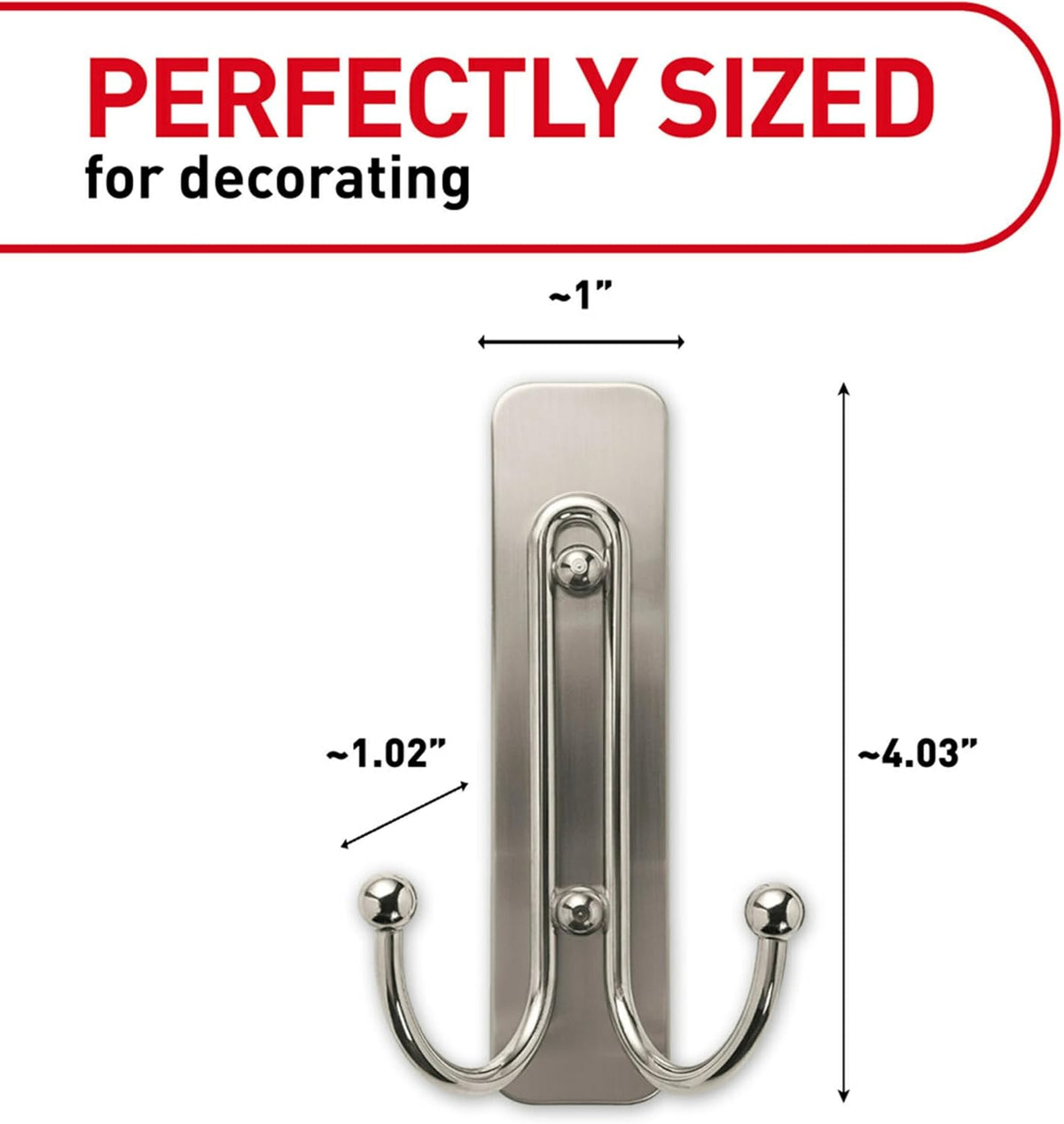 Command Large Bronze Double Hooks, 2 Hooks, 2 Strips