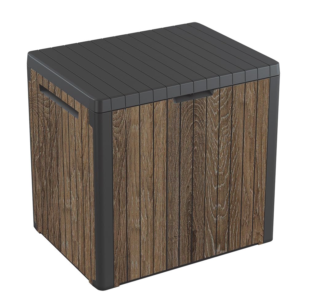 Keter Premium Everwood 50 Gal Outdoor Storage Box and Patio Side Table