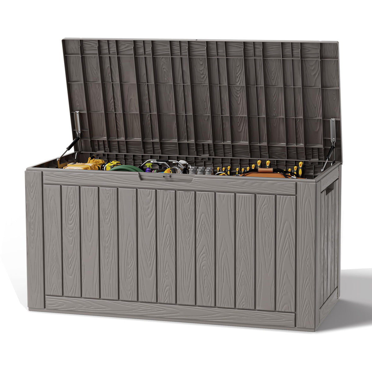 Outdoor Storage Box, Resin Deck Boxes outdoor, Waterproof Storage Box Lockable Lid (Black, 50 Gallon)