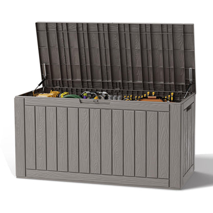 Outdoor Storage Box, Resin Deck Boxes outdoor, Waterproof Storage Box Lockable Lid (Black, 50 Gallon)