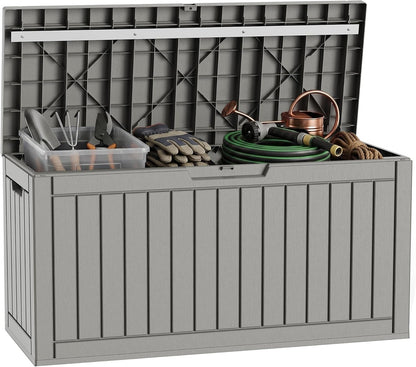35 Gallon Outdoor Deck Box Lockable Waterproof Storage Black