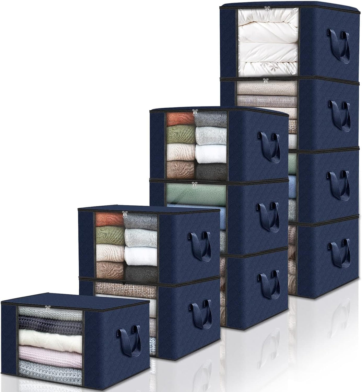 Fab totes 6 Pack Storage Bags for Clothes Blanket Storage Bins with Lids