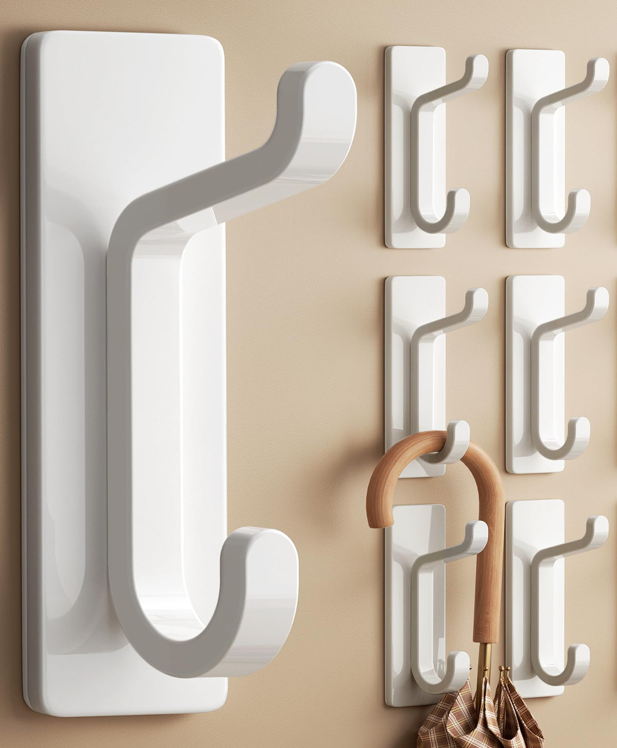 pickpiff 13LB Strong Stick-on Hooks for Coat & Towel, Brushed Nickel 4 Pack