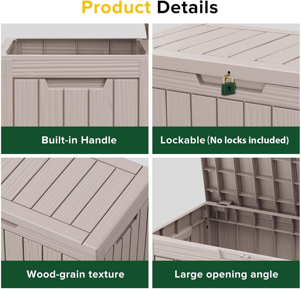 EasyUp 50 Gallon Outdoor Storage Box Waterproof Lockable Deck Boxes