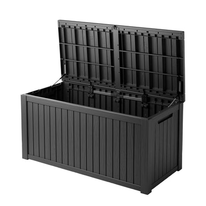 300 Gallon Resin Deck Box Waterproof Outdoor Storage Box for Patio Furniture Pool Accessories Indoor Storage for Cushion Garden Tools, Grey