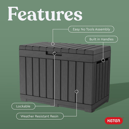 Keter Kentwood 50 Gal Outdoor Storage Box and Patio Side Table