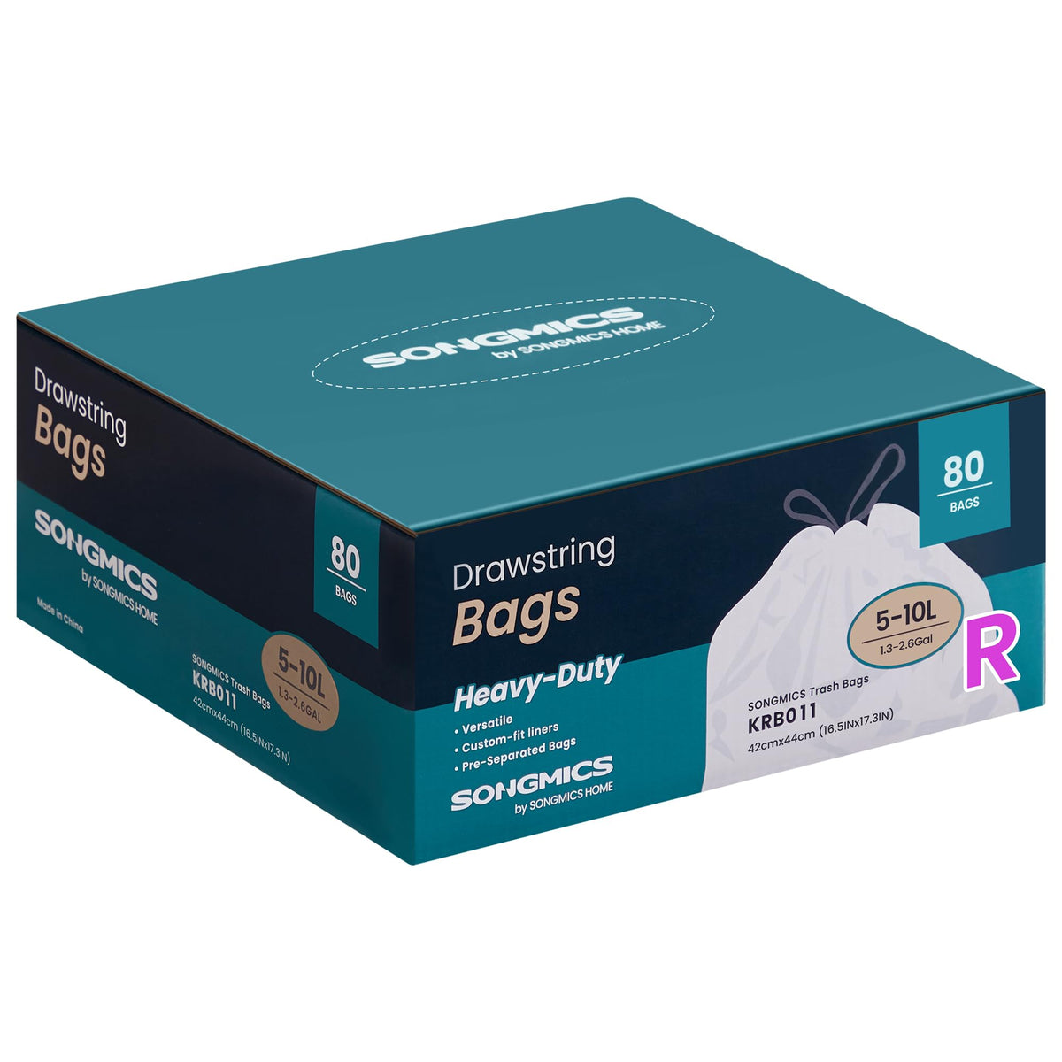 SONGMICS Trash Bags, for 8-Gallon (30 L) Trash Can, 2 Rolls, 90 Count