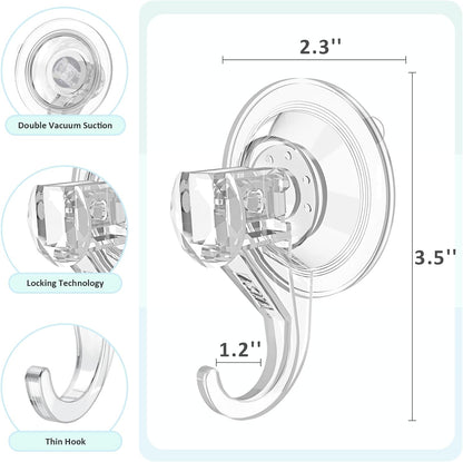 VIS'V Shower Suction Cup Hooks, Removable and Reusable, Clear, Small, 2 Pcs