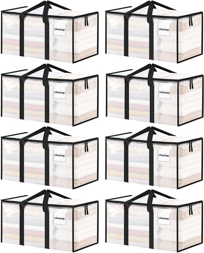 ukeetap 8 Pack Extra Large Clothes Storage Bins with Lids, Clear