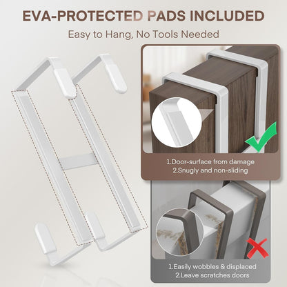 FYY Over The Door Hooks, 2 Packs Double Sided-Hanger Fits Door 1-7/8"White