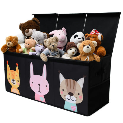 SoftOwl Extra Large Toy Storage Organizer with Lid - Sturdy, Collapsible Toy Chest Storage Box Design - Toys Bin with Dividers for Kids, Nursery, Bedroom, Playroom 37"x16"x14"
