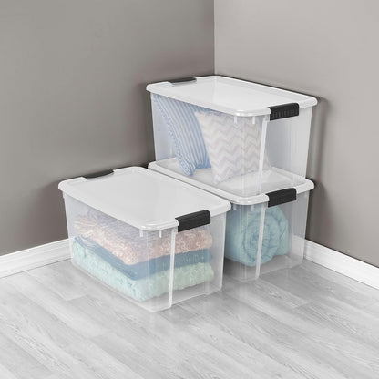 Sterilite Ultra Latch Box with Lids for Home and Office, 70 Quart, 12-Pack