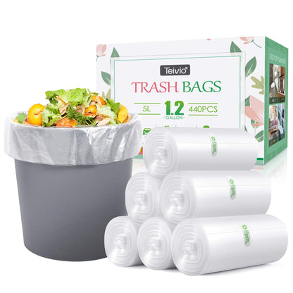 Teivio Small Clear Trash Bags 4 Gallon 330 Count Bathroom Garbage Bags