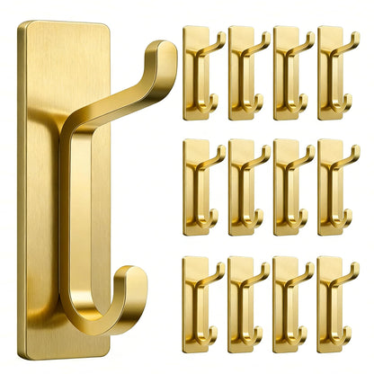 pickpiff 13LB Strong Stick-on Hooks for Coat & Towel, Brushed Nickel 4 Pack