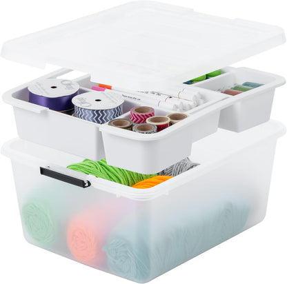 IRIS USA Storage Bins with Lids |Made in USA| 4 Qt - (6-Pack) - Clear