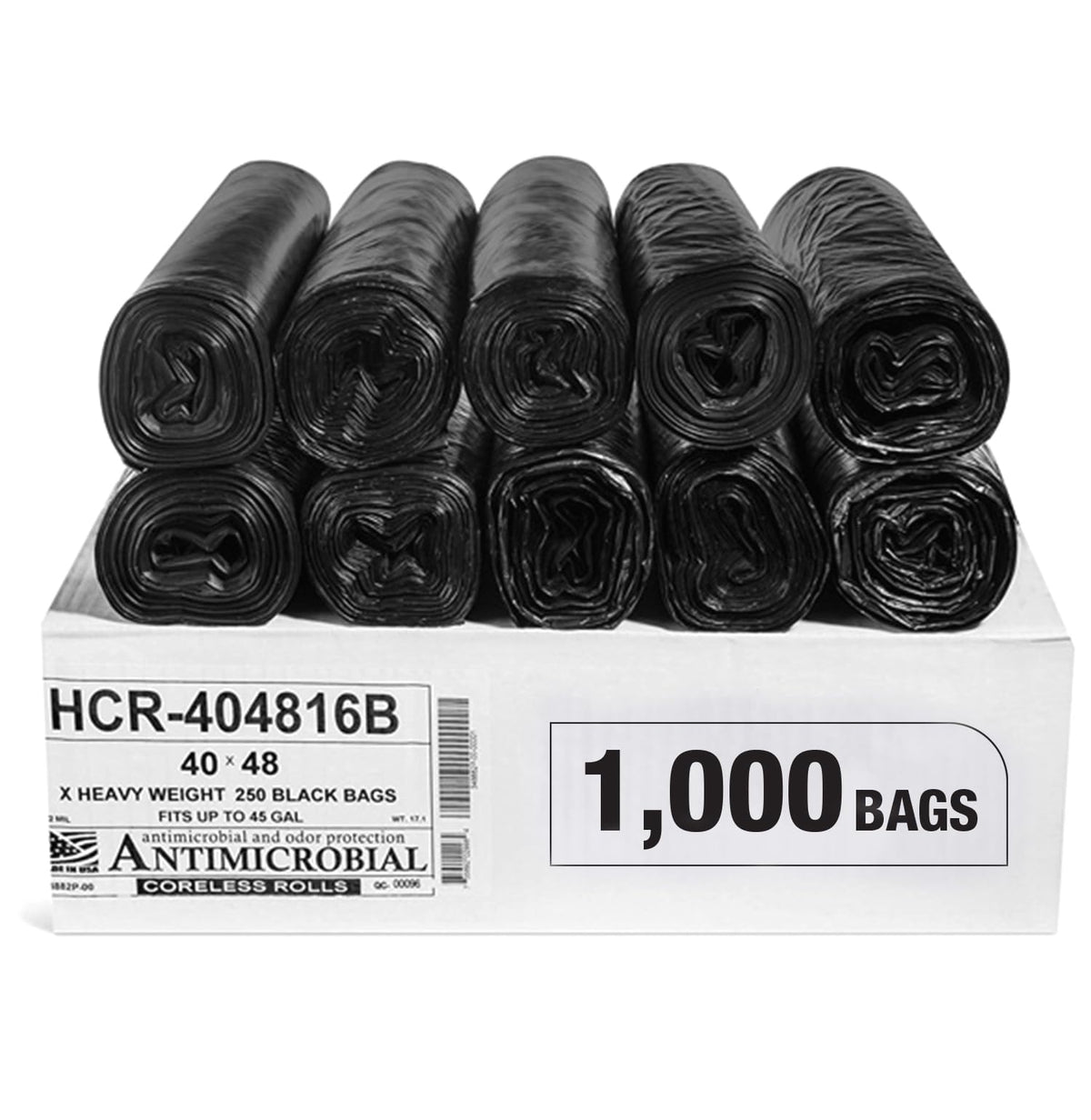 Aluf Plastics 60 Gal Black Trash Bags, 22 Micron (EQ.), 38" x 60" (150 Pk)