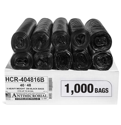 Aluf Plastics 60 Gal Black Trash Bags, 22 Micron (EQ.), 38" x 60" (150 Pk)