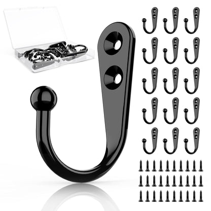 ZAYBOD 15 Pack Black Wall Hooks, Premium Zinc Alloy Coat Hook