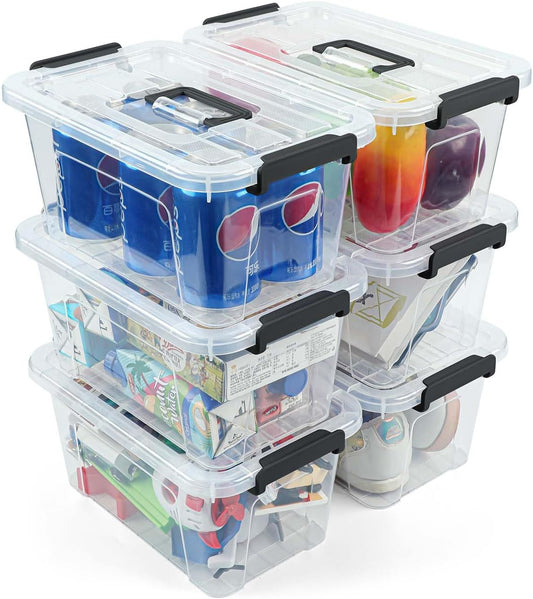 NUMIFUN 7Qt Clear Plastic Storage Bins with Lids,Transparent Design,6 Pack
