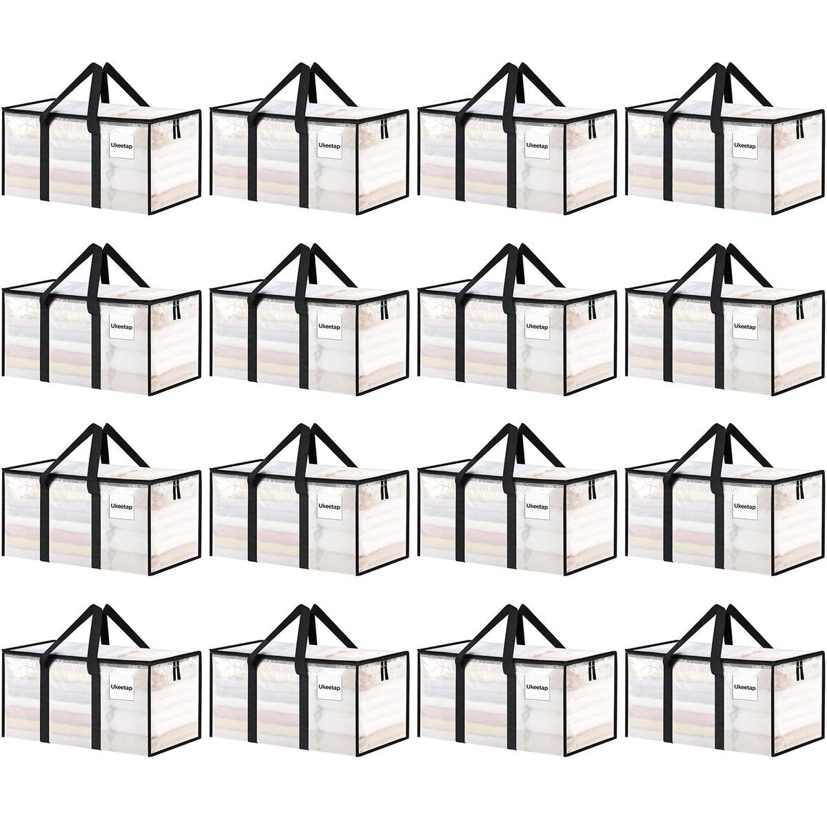 ukeetap 8 Pack Extra Large Clothes Storage Bins with Lids, Clear
