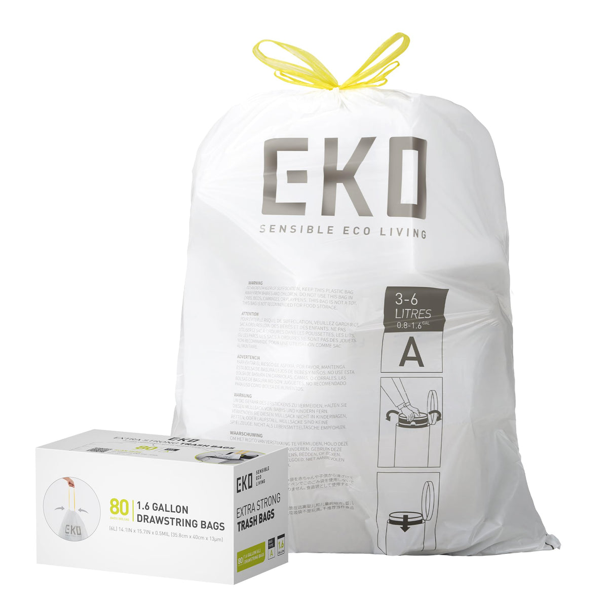 EKO 20 Gallon Extra-Strong XL Tall Kitchen Trash Bags, Code G, 110 ct