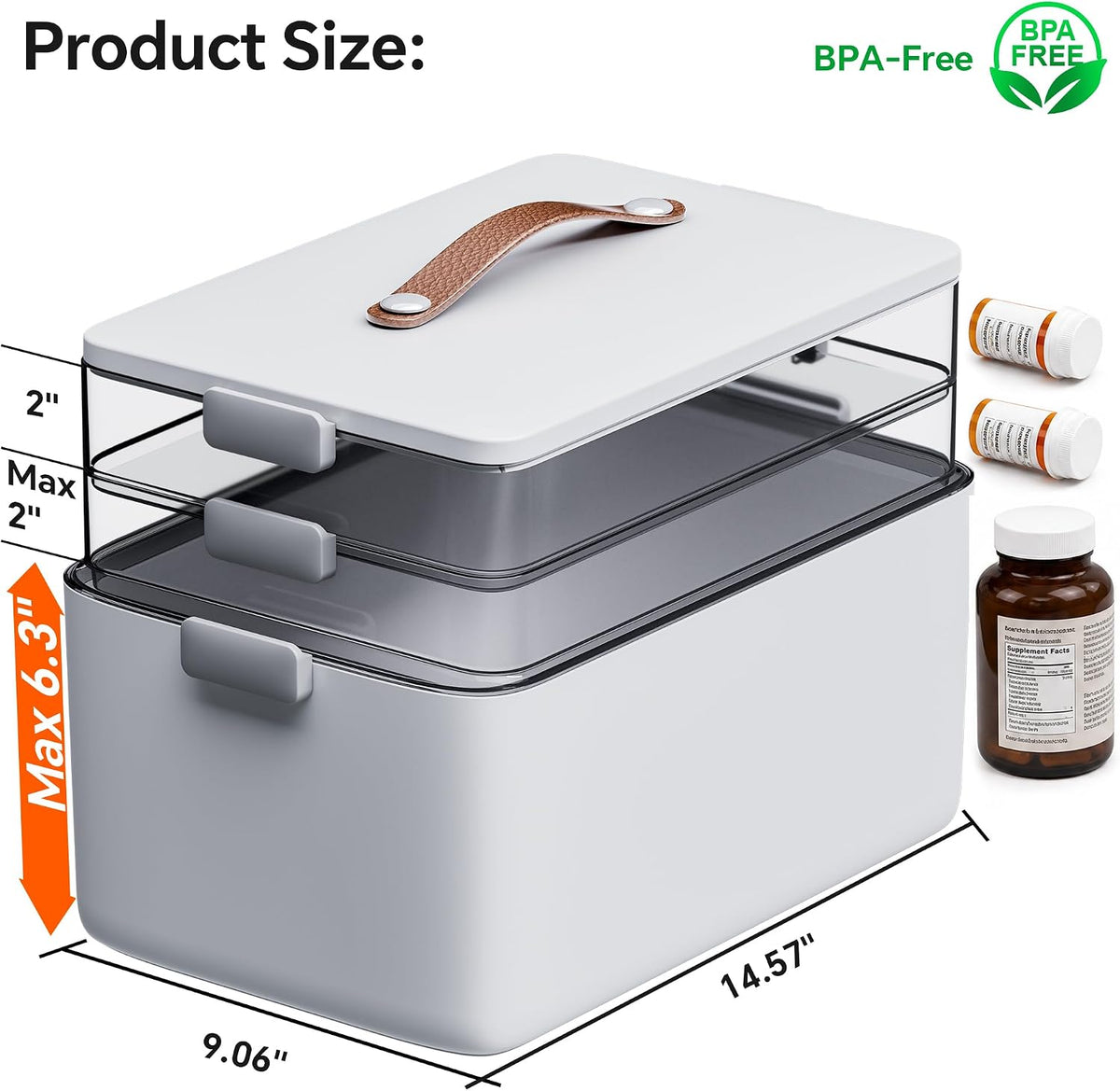 CTIME 3-Tier Medicine Organizer - Portable Medicine Cabinet with Handle