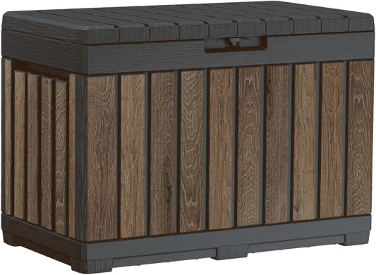 Keter Premium Everwood 50 Gal Outdoor Storage Box and Patio Side Table