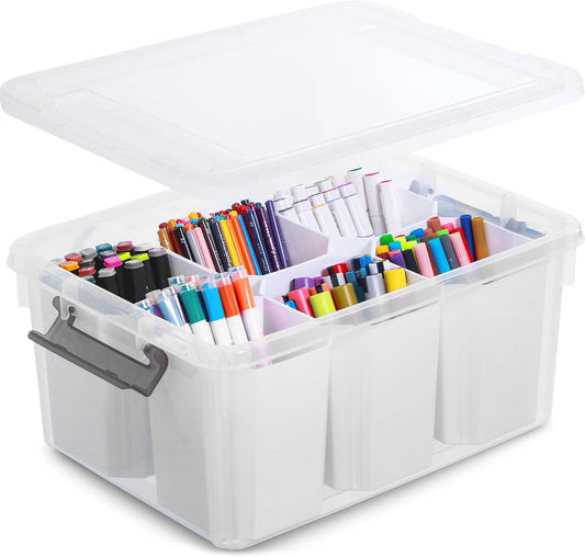 Citylife 17QT Craft Organizers and Storage bins with Lids, Marker Organizer