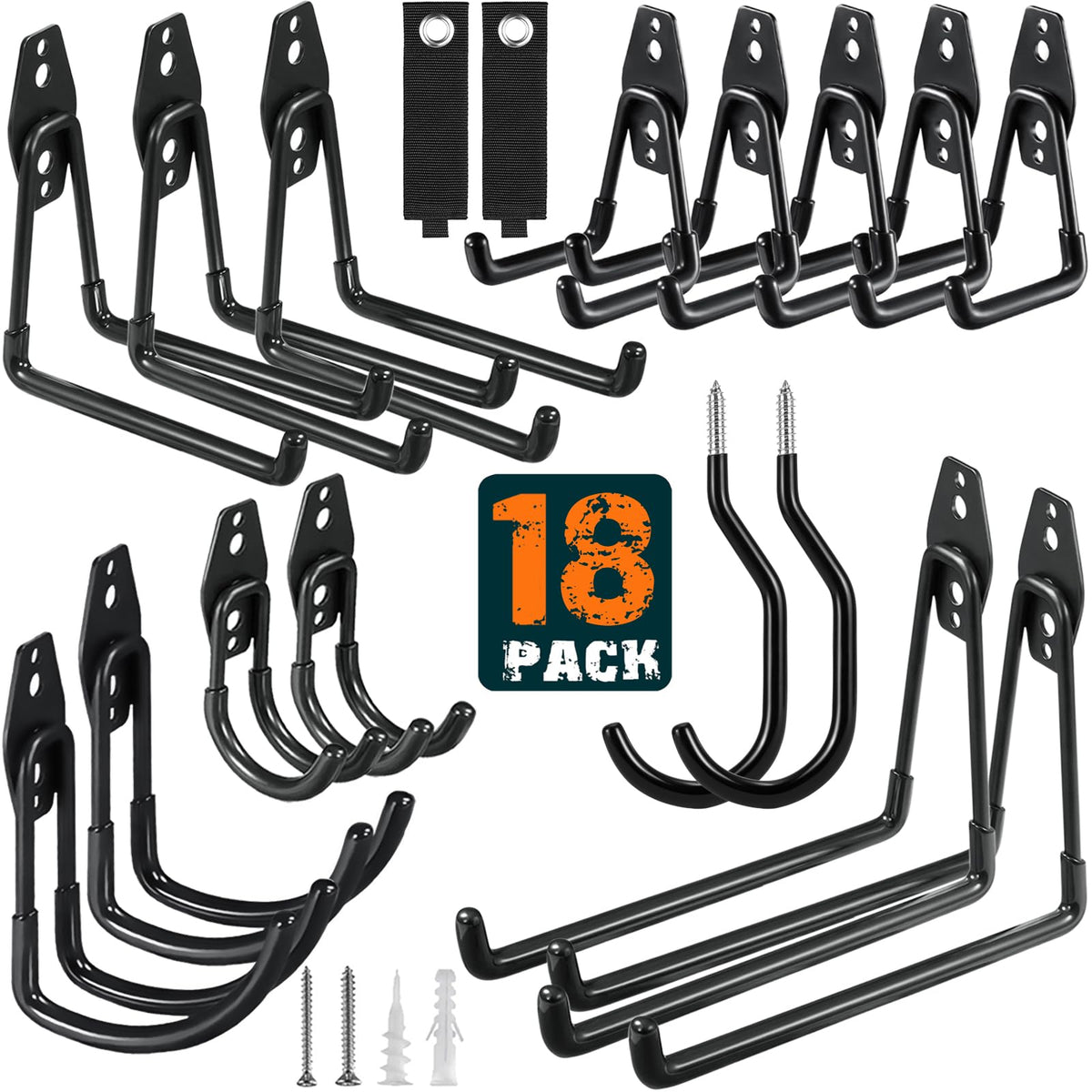 HUPBIPY 12 Pack Garage Hooks Heavy Duty, Wall Mount Ladder Hooks