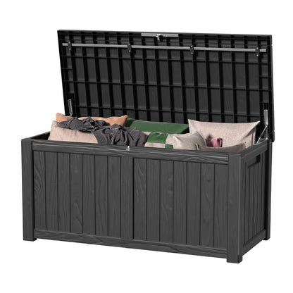DRATO 135 Gallon Deck Boxes Outdoor Waterproof Storage Box with Wheels