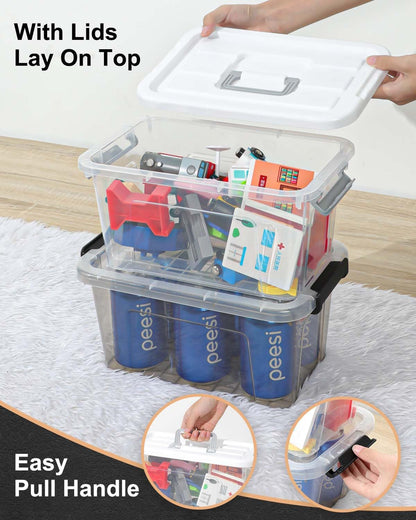 NUMIFUN 7Qt Clear Plastic Storage Bins with Lids,Transparent Design,6 Pack