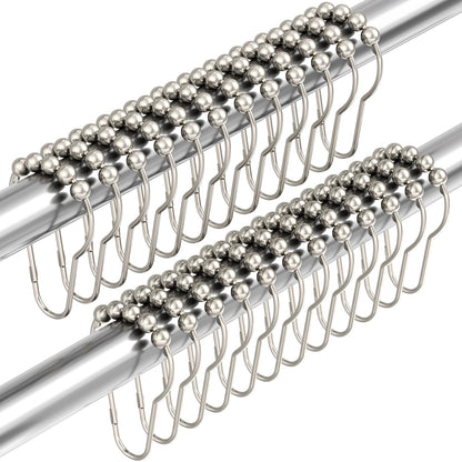 Amazer Shower Curtain Hooks, Decorative Rust Proof Stainless Steel Shower Curtain Hooks for Bathroom Shower Rods Set of 12, Polished Nickel