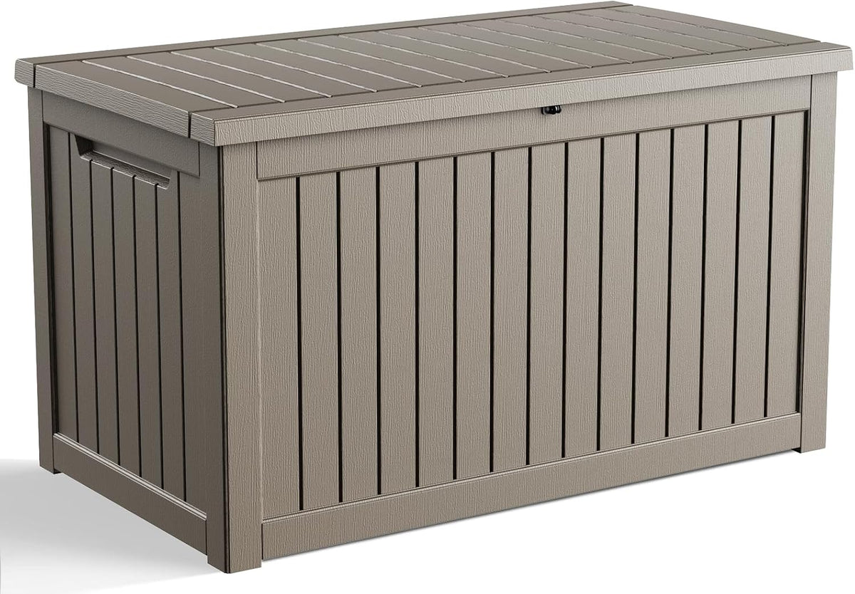 35 Gallon Outdoor Deck Box Lockable Waterproof Storage Black