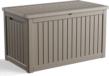 35 Gallon Outdoor Deck Box Lockable Waterproof Storage Black