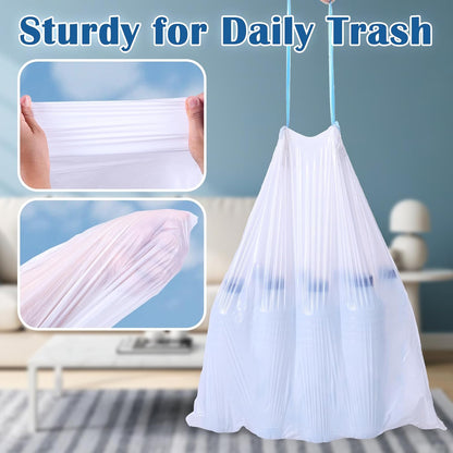 BYSNOW 4 Gallon 300 Counts Small Drawstring Trash Bags, Clear Garbage Bags