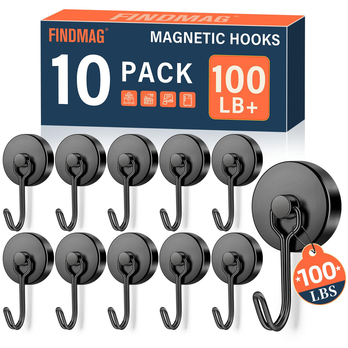 FINDMAG Magnetic Hooks for Cruise Cabins, 6 Pack 30 LB+ Magnet Hooks