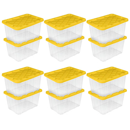 Sterilite Industrial Storage Tote with Lids for Garage, 27 Gallon, 4-Pack