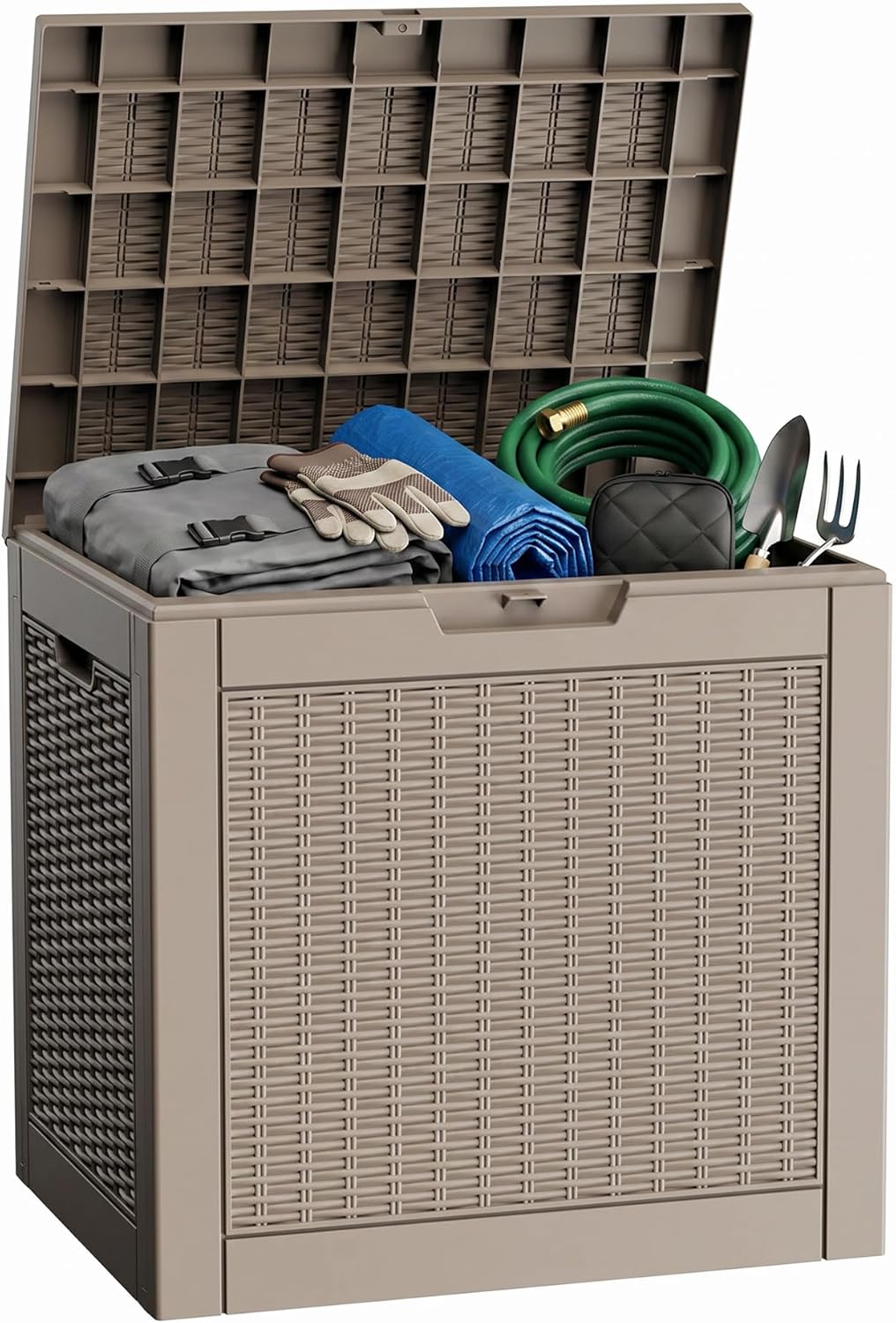 35 Gallon Outdoor Deck Box Lockable Waterproof Storage Black