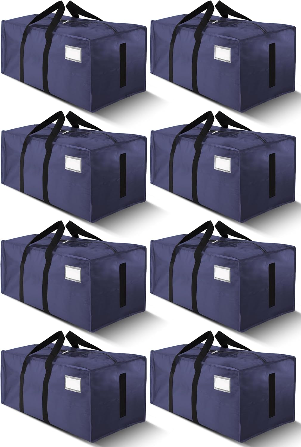 HOMESURE Supports 200lbs Heavy Duty Moving Bags - Strong Zipper & Wrap-Around Handles - Water-Resistant Storage Totes, Durable Alternative to Moving Boxes - 8 Pack - Semi-Transparent
