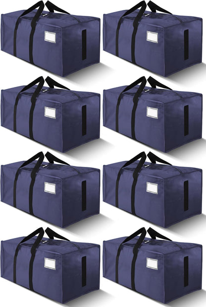 HOMESURE Supports 200lbs Heavy Duty Moving Bags - Strong Zipper & Wrap-Around Handles - Water-Resistant Storage Totes, Durable Alternative to Moving Boxes - 8 Pack - Semi-Transparent