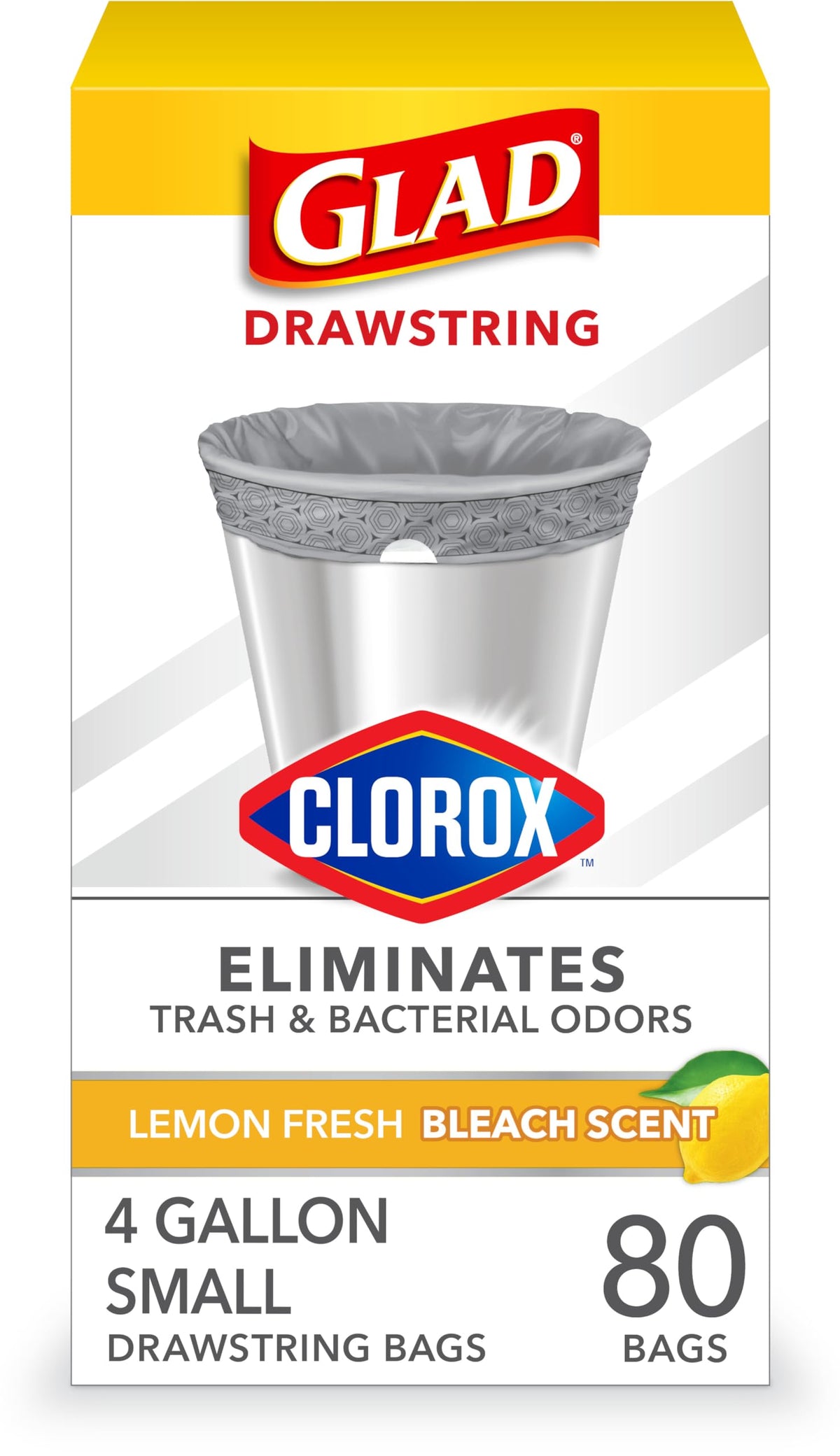 Glad Small Trash Bags, Great for Office, Bathrooms and Bedroom Bins, Beachside Breeze Scented Garbage Bags, Odor Resistant with Drawstring, Febreze Freshness, 4 Gallon Trash Bags, 80 Count