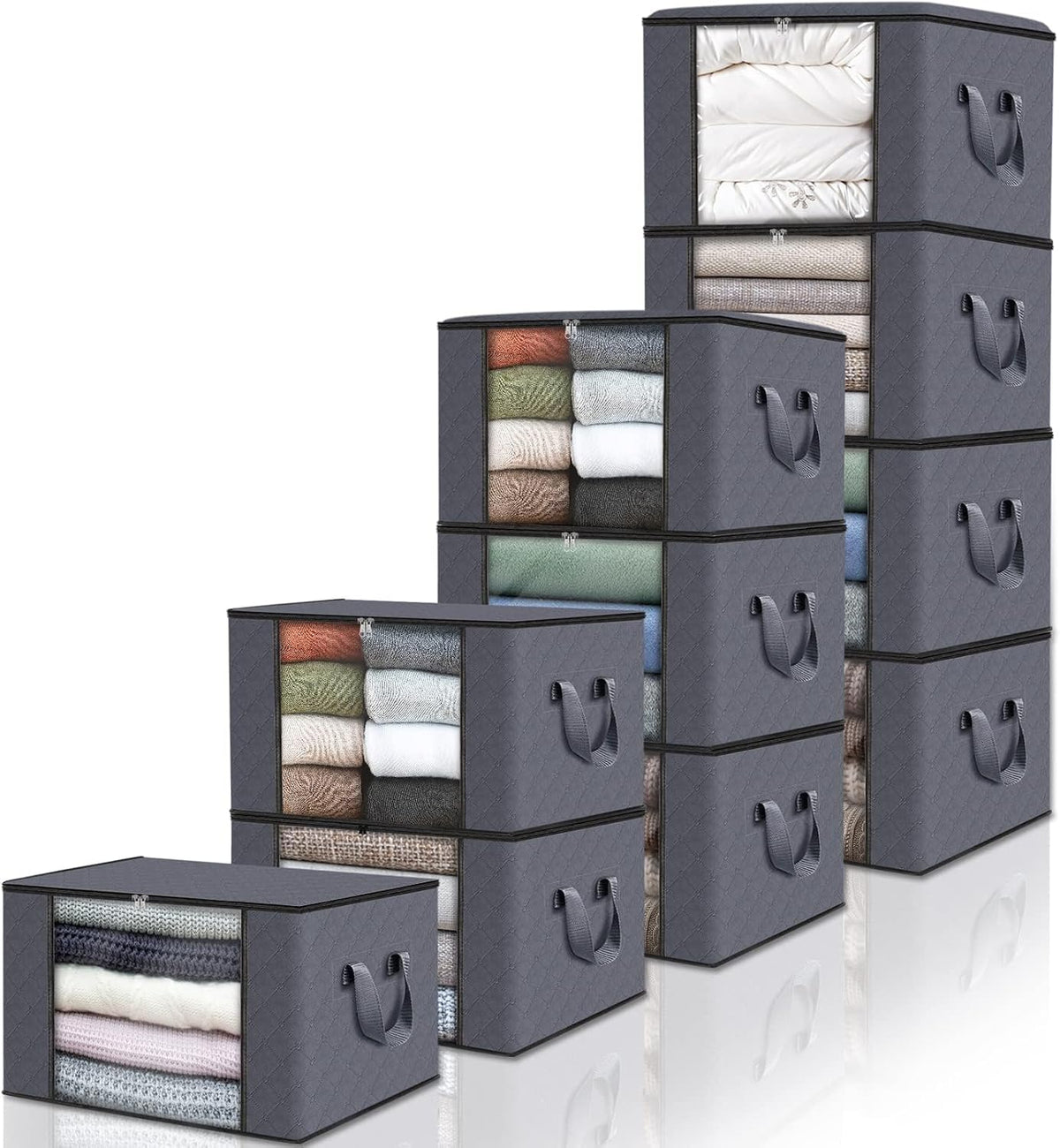 Fab totes 6 Pack Storage Bags for Clothes Blanket Storage Bins with Lids