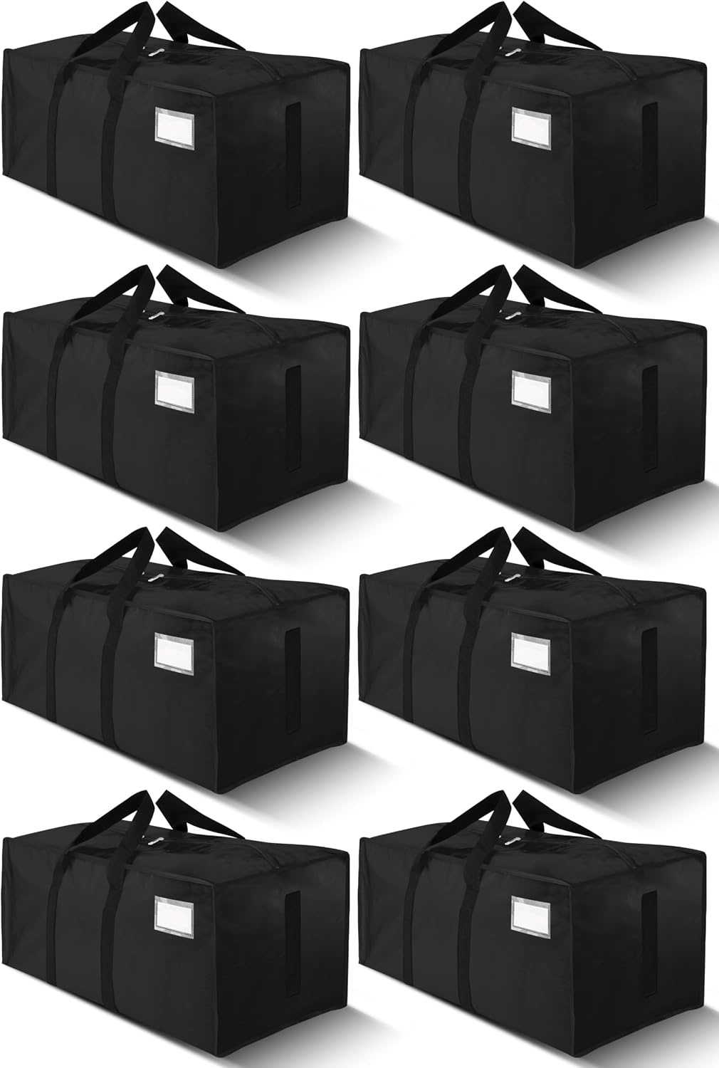 HOMESURE Supports 200lbs Heavy Duty Moving Bags - Strong Zipper & Wrap-Around Handles - Water-Resistant Storage Totes, Durable Alternative to Moving Boxes - 8 Pack - Semi-Transparent