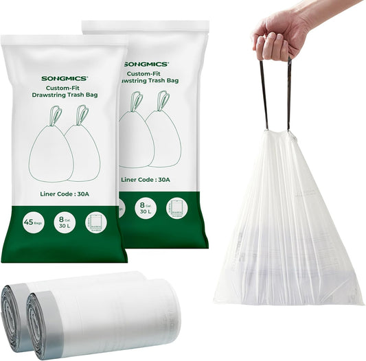 SONGMICS Trash Bags, for 8-Gallon (30 L) Trash Can, 2 Rolls, 90 Count