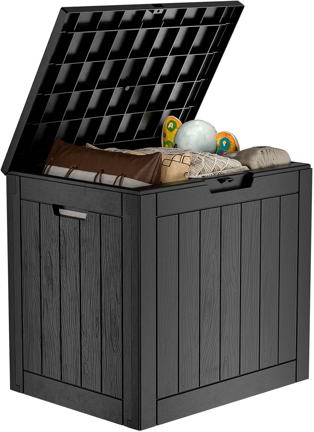 35 Gallon Outdoor Deck Box Lockable Waterproof Storage Black